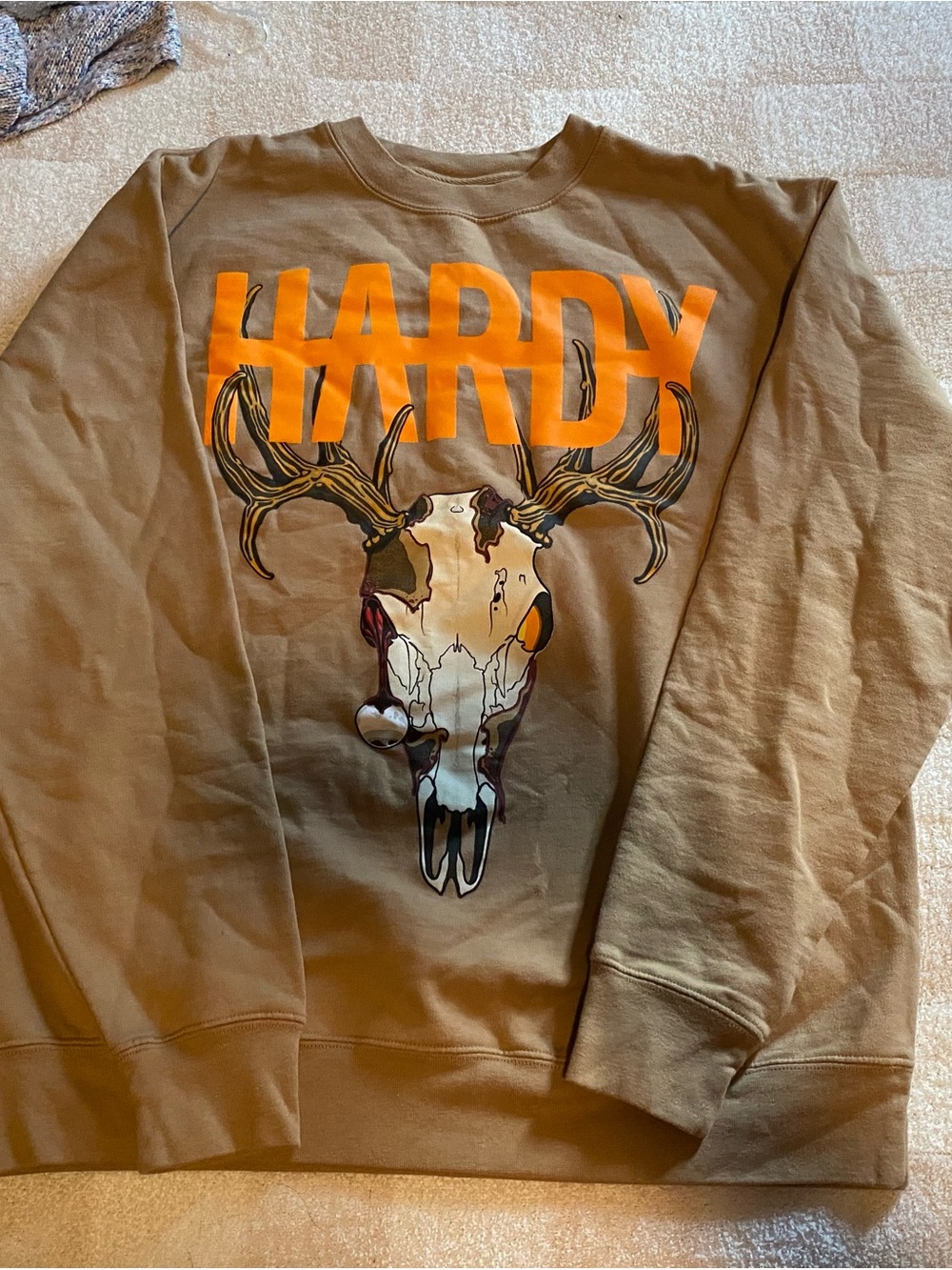 Men's Brown Graphic Sweatshirt with Skull Motif